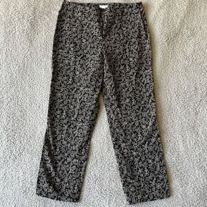 J.Jill Chino Pants Womens 2P Petite Black White Floral Ankle Crop Stretch Casual